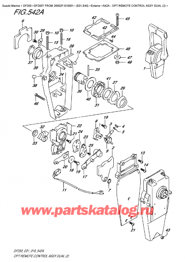 ��������, �� �������� �����, SUZUKI DF200T X FROM 20002F-910001~ (E01), Opt:remote  Control  Assy  Dual  (2)
