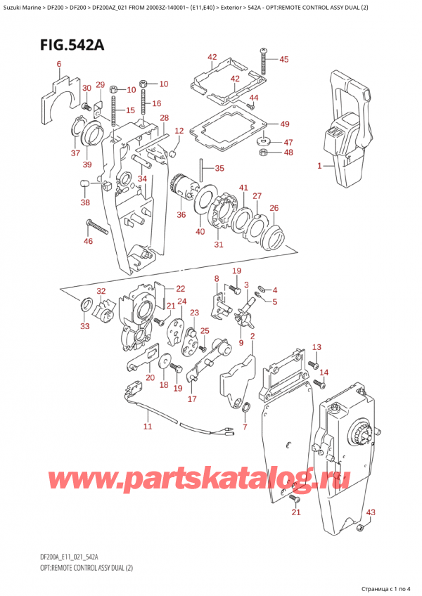  ,   , SUZUKI Suzuki DF200A ZL / ZX FROM 20003Z-140001~  (E01 021), Opt:remote Control  Assy  Dual (2)