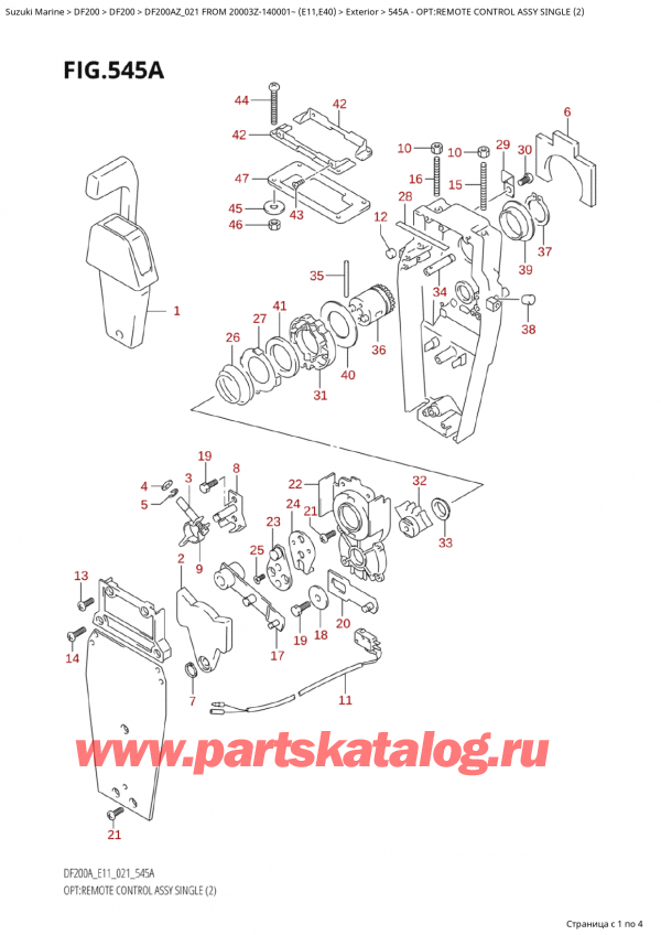  ,   , SUZUKI Suzuki DF200A ZL / ZX FROM 20003Z-140001~  (E01 021), Opt:remote Control Assy  Single (2)