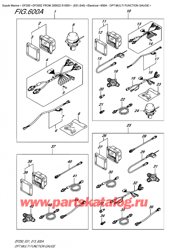   ,  , SUZUKI DF200Z X / XX  FROM 20002Z-510001~ (E01), : multi Function Gauge