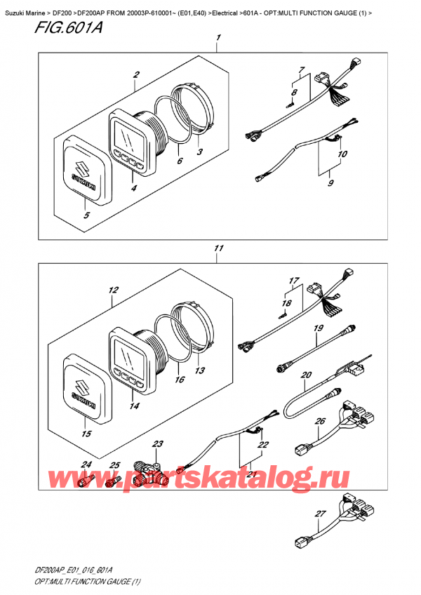  , , Suzuki DF200AP L/X FROM 20003P-610001~ (E01)    2016 , : multi Function Gauge (1) / Opt:multi  Function  Gauge  (1)