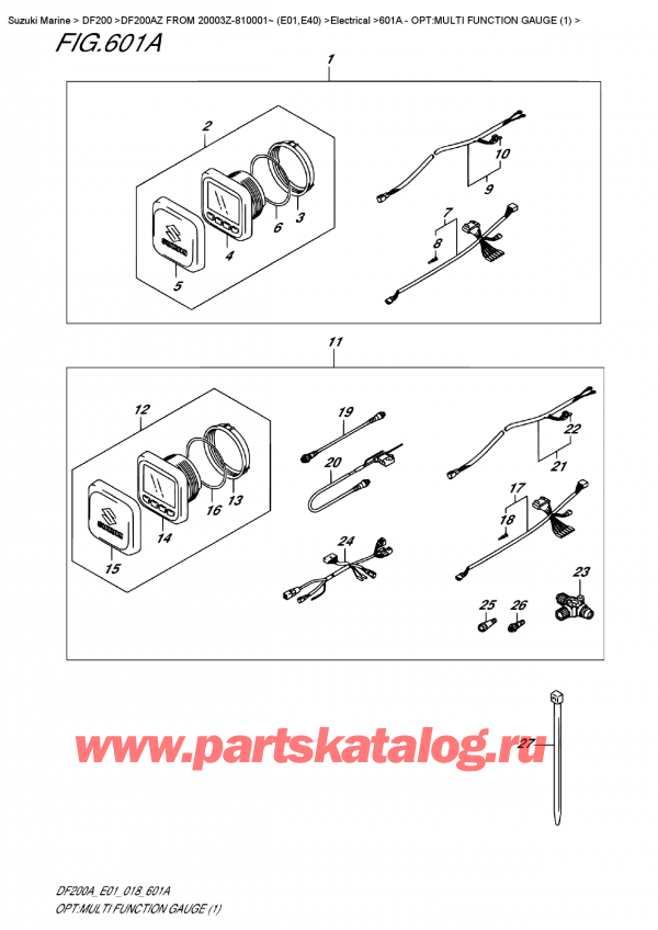  ,    , Suzuki DF200A ZL / ZX FROM 20003Z-810001~ (E01)  2018 , : multi Function Gauge (1)