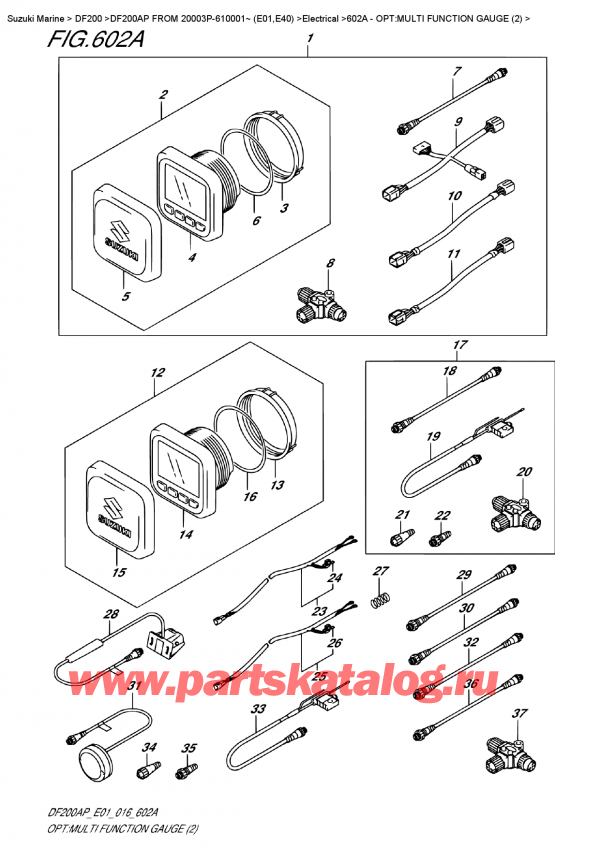 ,   , Suzuki DF200AP L/X FROM 20003P-610001~ (E01)    2016 , Opt:multi  Function  Gauge  (2) - : multi Function Gauge (2)