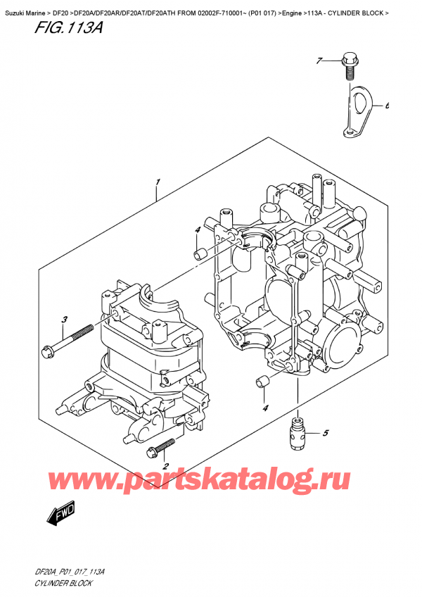  ,   , Suzuki DF20A RS / RL FROM 02002F-710001~ (P01 017), Cylinder  Block