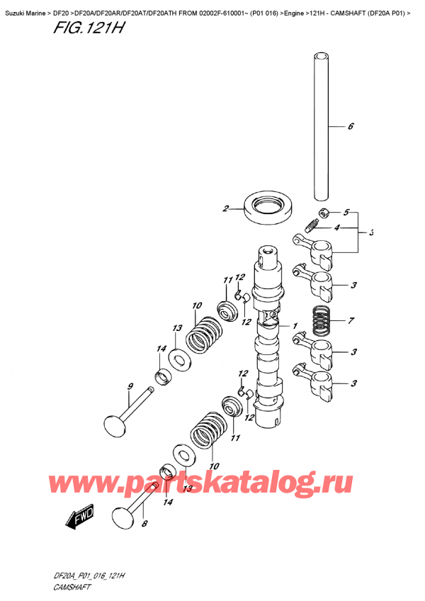 ,    , Suzuki DF20A S/L FROM 02002F-610001~ (P01 016) , Camshaft  (Df20A  P01) -   (Df20A P01)