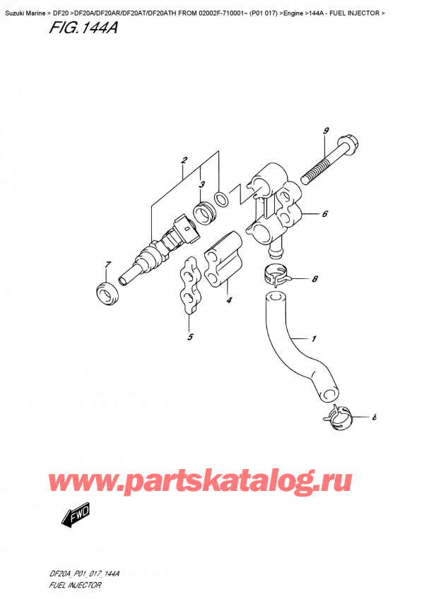 ,  , SUZUKI DF20A ES / EL FROM 02002F-710001~ (P01  017) , Fuel  Injector /  