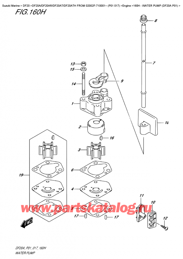   ,   , SUZUKI DF20A ES / EL FROM 02002F-710001~ (P01  017)   2017 , Water  Pump  (Df20A  P01)
