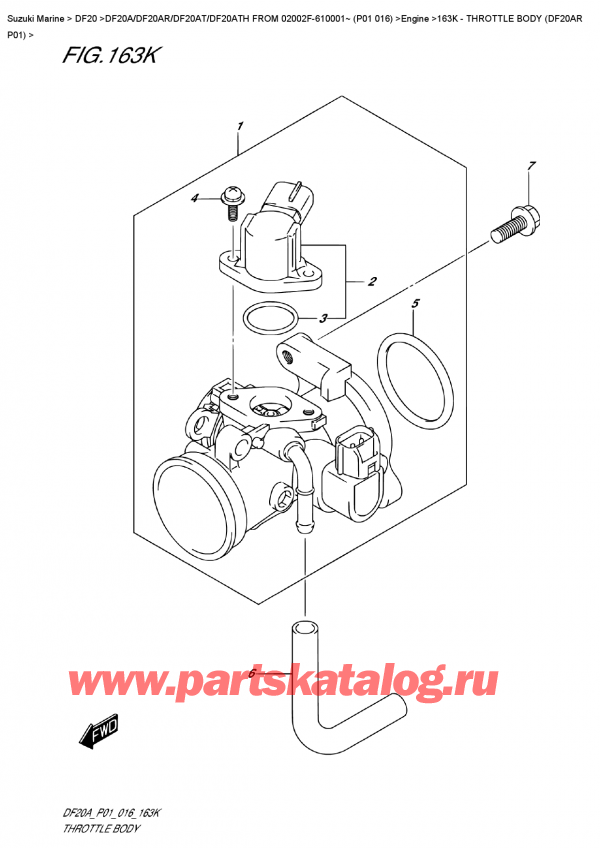 ������ �������������, �� �����, Suzuki DF20 S/L FROM 02002F-610001~ (P01 016) , Throttle  Body  (Df20Ar  P01) / �������� ���� (Df20Ar P01)