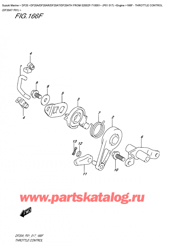 ��������, �� ���������, Suzuki DF20A TL / TS FROM 02002F-710001~ (P01 017) ������ 2017 ����, Throttle  Control  (Df20At  P01)