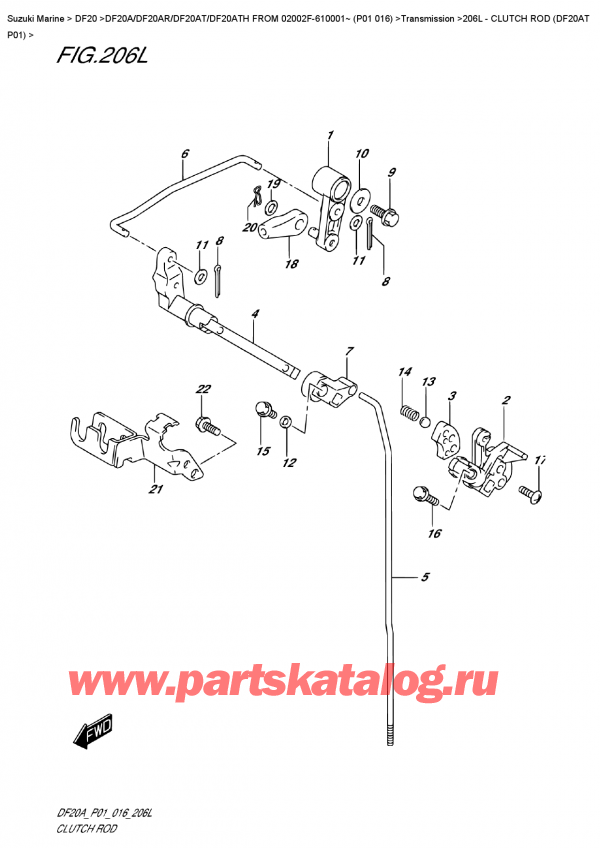   ,   , Suzuki DF20A S/L FROM 02002F-610001~ (P01 016)   2016 ,   (Df20At P01) - Clutch  Rod  (Df20At  P01)