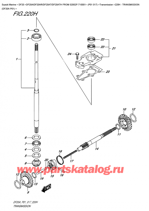  ,   , Suzuki DF20A ES / EL FROM 02002F-710001~ (P01  017)   2017 ,  (Df20A P01) - Transmission  (Df20A  P01)