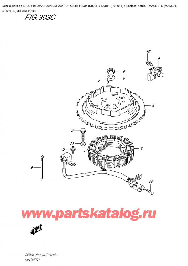 ����� ��������, �� ��������� ���������, Suzuki DF20A S/L FROM 02002F-710001~ (P01 017) , Magneto  (Manual  Starter)  (Df20A  P01) / ������� (������ �������) (Df20A P01)