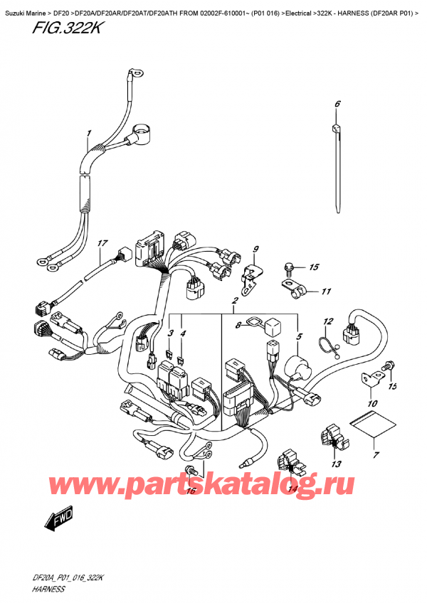 ,   , Suzuki DF20 S/L FROM 02002F-610001~ (P01 016) , Harness  (Df20Ar  P01)