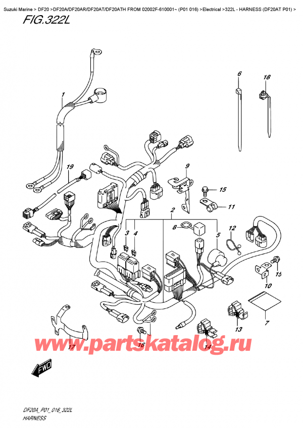  ,   , Suzuki DF20A S/L FROM 02002F-610001~ (P01 016)   2016 ,   (Df20At P01)