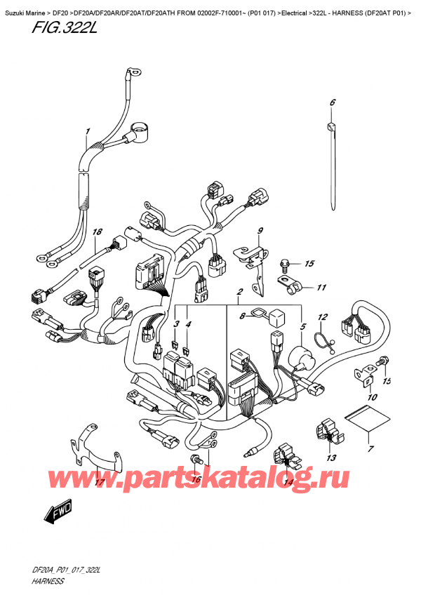 ,   , Suzuki DF20A TL / TS FROM 02002F-710001~ (P01 017), Harness  (Df20At  P01) -   (Df20At P01)