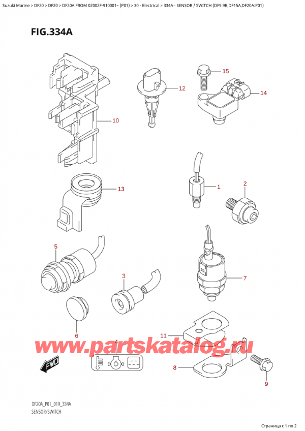  ,  , Suzuki  DF20A S/L FROM 02002F-910001~ (P01), Sensor / Switch  (Df9.9B,Df15A,Df20A:p01)