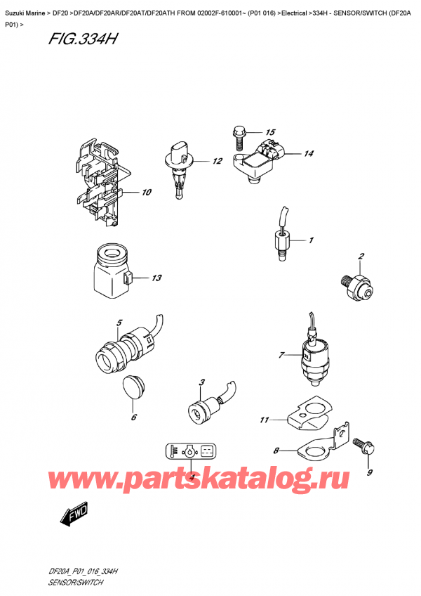  , , Suzuki DF20A S/L FROM 02002F-610001~ (P01 016)   2016 , Sensor/switch  (Df20A  P01)
