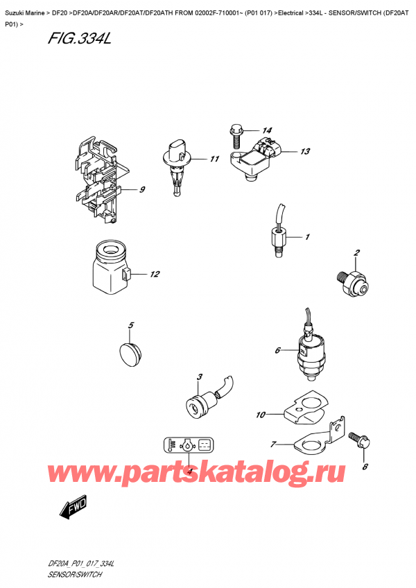   ,   , Suzuki DF20A TL / TS FROM 02002F-710001~ (P01 017), Sensor/switch  (Df20At  P01) -    (Df20At P01)