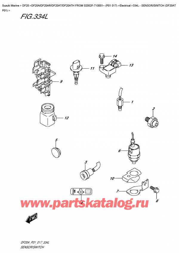 ,   , Suzuki DF20A TL / TS FROM 02002F-710001~ (P01 017), Sensor/switch  (Df20At  P01)