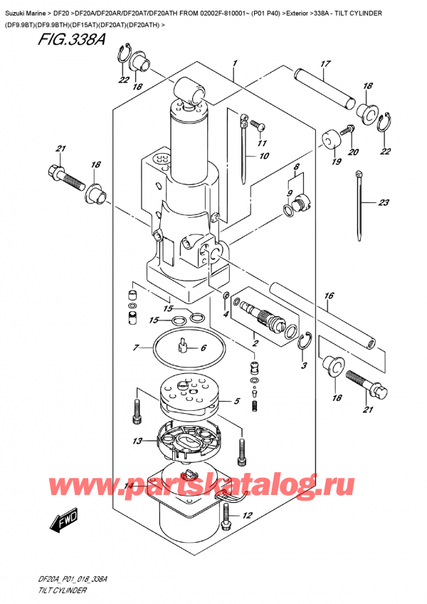 ,   , Suzuki DF20A TS / TL FROM 02002F-810001~ (P01 P40),   (Df9.9Bt) (Df9.9Bth) (Df15At) (Df20At) (Df20Ath) / Tilt  Cylinder  (Df9.9Bt)(Df9.9Bth)(Df15At)(Df20At)(Df20Ath)