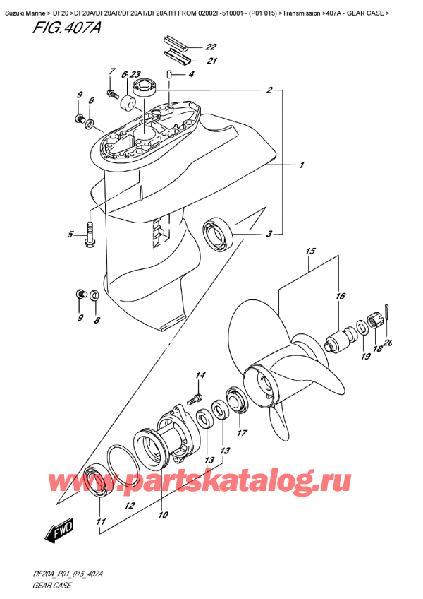   ,   , SUZUKI DF20A S / L FROM 02002F-510001~ (P01 015), Gear  Case -   