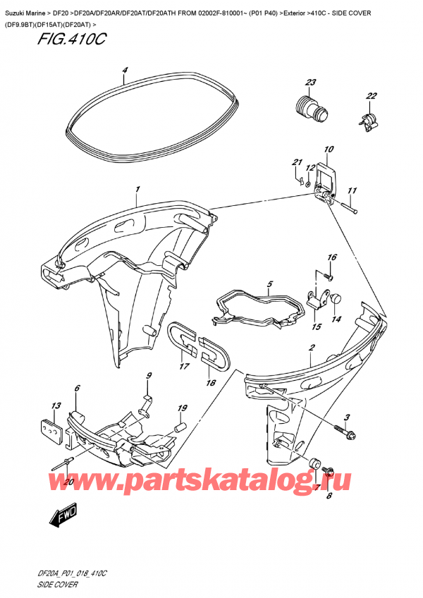  ,   , Suzuki DF20A TS / TL FROM 02002F-810001~ (P01 P40), Side  Cover  (Df9.9Bt)(Df15At)(Df20At)