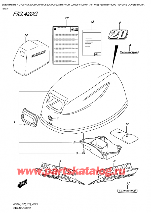  ,   ,  DF20A ES / EL FROM 02002F-510001~ (P01  015),   () (Df20A P01) - Engine  Cover  (Df20A  P01)