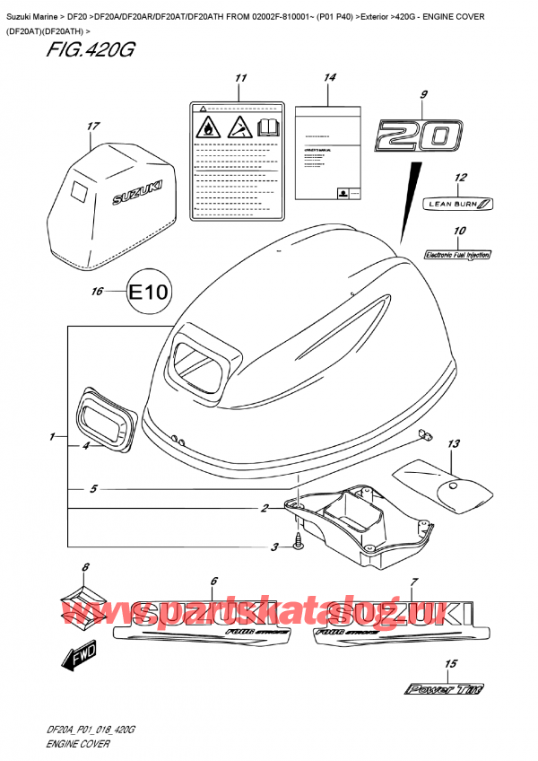 ,   , Suzuki DF20A TS / TL FROM 02002F-810001~ (P01 P40), Engine  Cover  (Df20At)(Df20Ath)