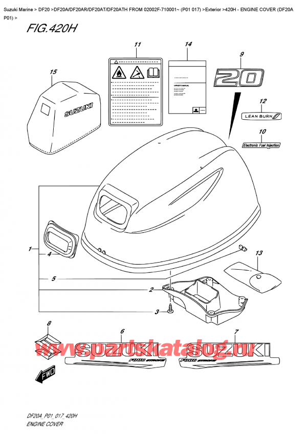 ,   , Suzuki DF20A ES / EL FROM 02002F-710001~ (P01  017)   2017 ,   () (Df20A P01) - Engine  Cover  (Df20A  P01)