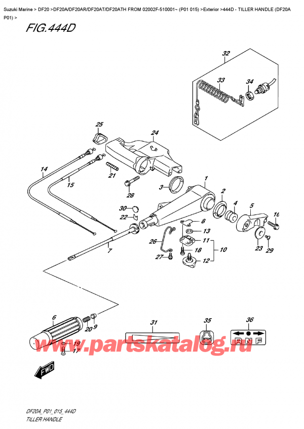  ,    , Suzuki DF20A ES / EL FROM 02002F-510001~ (P01  015), Tiller  Handle  (Df20A  P01)