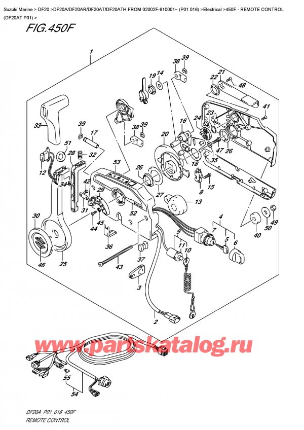   ,   , Suzuki DF20A S/L FROM 02002F-610001~ (P01 016)   2016 , Remote  Control  (Df20At  P01)