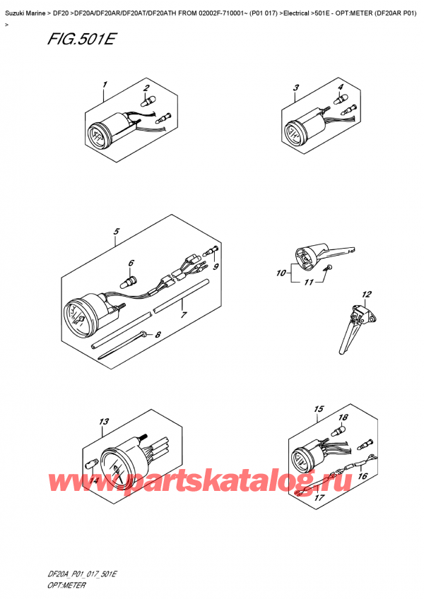  ,   , Suzuki DF20A RS / RL FROM 02002F-710001~ (P01 017), :  (Df20Ar P01) / Opt:meter  (Df20Ar  P01)