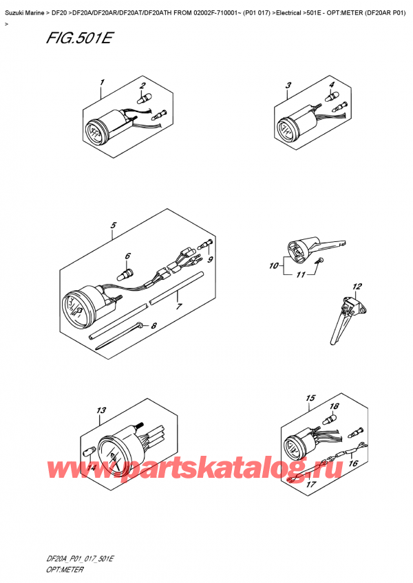  ,   , Suzuki DF20A RS / RL FROM 02002F-710001~ (P01 017)  2017 , :  (Df20Ar P01) - Opt:meter  (Df20Ar  P01)