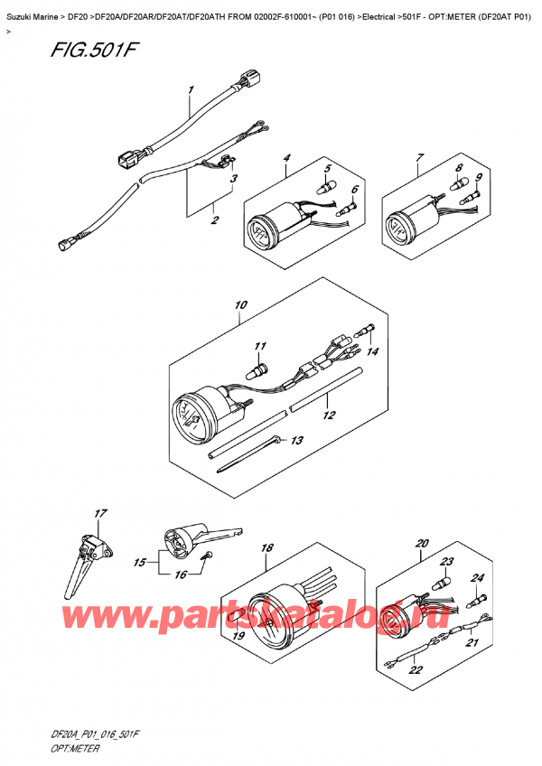   ,   , SUZUKI DF20A S/L FROM 02002F-610001~ (P01 016)   2016 , Opt:meter  (Df20At  P01) - :  (Df20At P01)