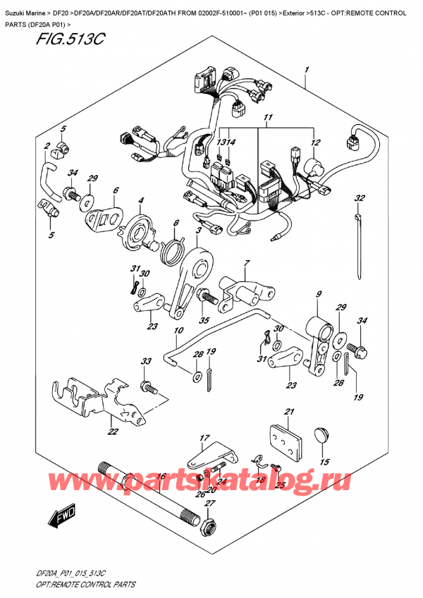  ,    , Suzuki DF20A ES / EL FROM 02002F-510001~ (P01  015)  2015 , :     (Df20A P01) - Opt:remote  Control  Parts  (Df20A  P01)