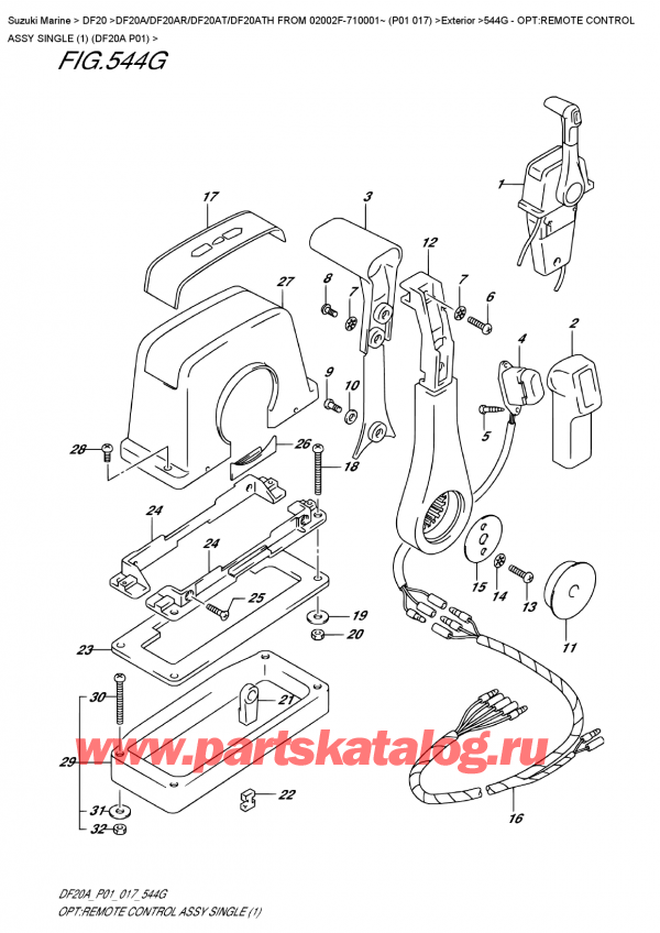   ,   , SUZUKI DF20A ES / EL FROM 02002F-710001~ (P01  017)   2017 , Opt:remote  Control  Assy  Single  (1)  (Df20A  P01) -    ,  (1) (Df20A P01)