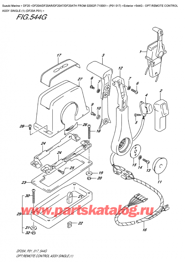  ,   , Suzuki DF20A ES / EL FROM 02002F-710001~ (P01  017) ,    ,  (1) (Df20A P01) - Opt:remote  Control  Assy  Single  (1)  (Df20A  P01)