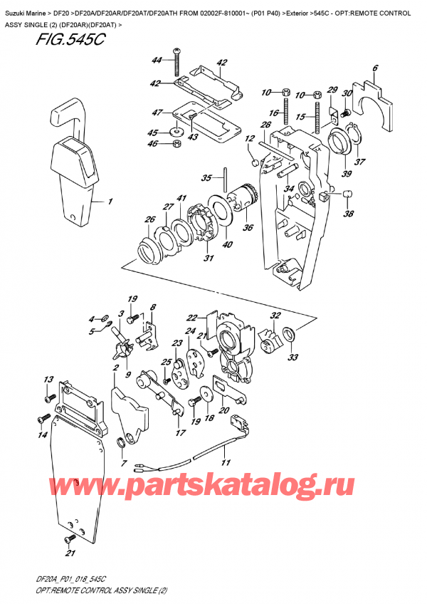 ,   , Suzuki DF20A RS / RL FROM 02002F-810001~ (P01 P40)  2018 , Opt:remote  Control  Assy  Single  (2)  (Df20Ar)(Df20At) /    ,  (2) (Df20Ar) (Df20At)