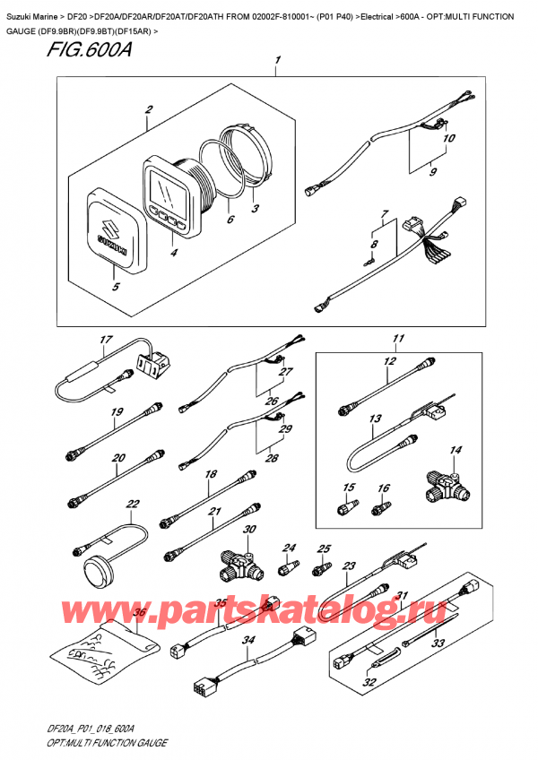  ,   , SUZUKI DF20A TS / TL FROM 02002F-810001~ (P01 P40), Opt:multi  Function  Gauge  (Df9.9Br)(Df9.9Bt)(Df15Ar)