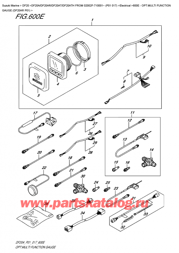 ������ �������������, �� ��������� �����, SUZUKI DF20A RS / RL FROM 02002F-710001~ (P01 017) ������ 2017 ����, �����: multi Function Gauge (Df20Ar P01)