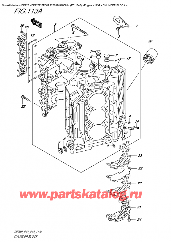   ,   , Suzuki DF225Z X/XX FROM 22503Z-810001~ (E01),   / Cylinder Block