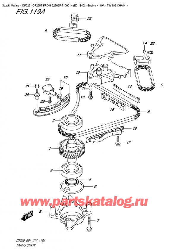 ,   , Suzuki DF225T X/XX FROM 22503F-710001~ (E01)  2017 , Timing Chain -  