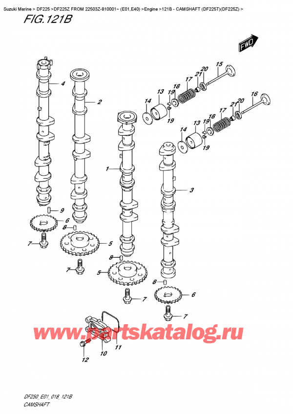  ,   , Suzuki DF225Z X/XX FROM 22503Z-810001~ (E01), Camshaft (Df225T)(Df225Z)