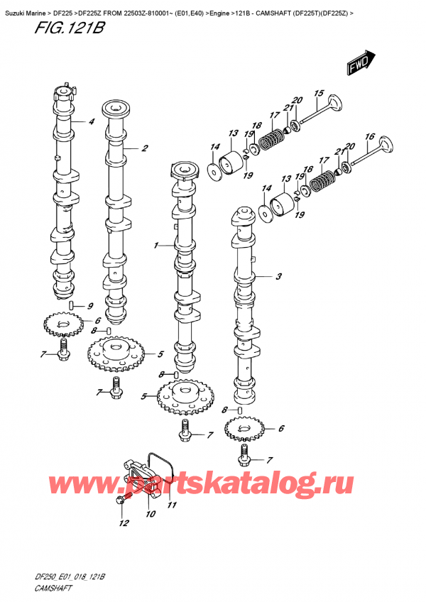  ,  , SUZUKI DF225Z X/XX FROM 22503Z-810001~ (E01),   (Df225T) (Df225Z) / Camshaft (Df225T)(Df225Z)