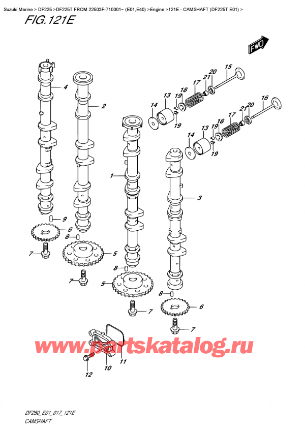 ,  , Suzuki DF225T X/XX FROM 22503F-710001~ (E01)  2017 , Camshaft (Df225T  E01)