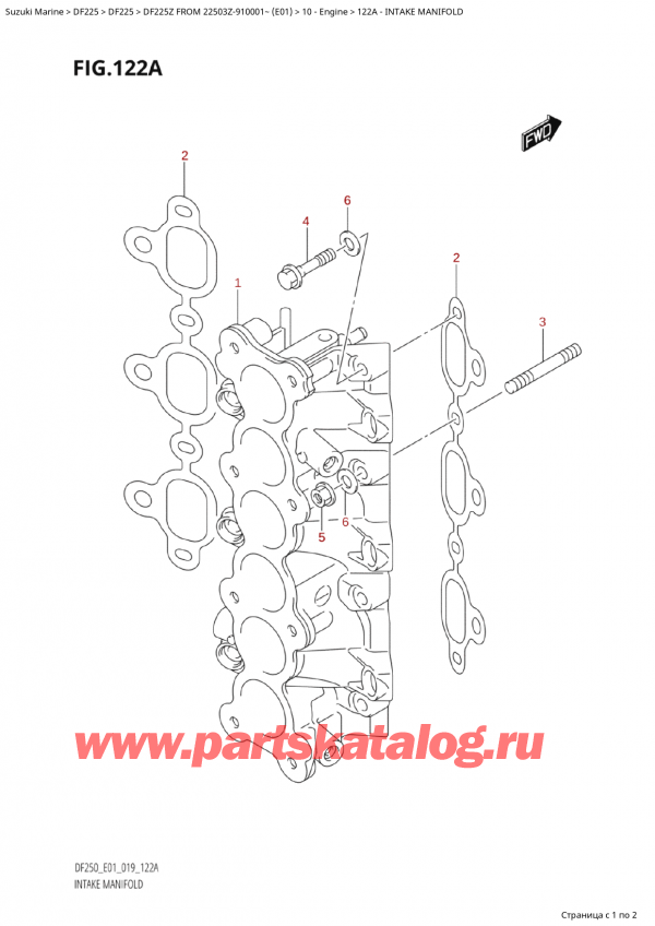 ,   , Suzuki Suzuki DF225Z X / XX FROM 22503Z-910001~  (E01 019)  2019 ,  
