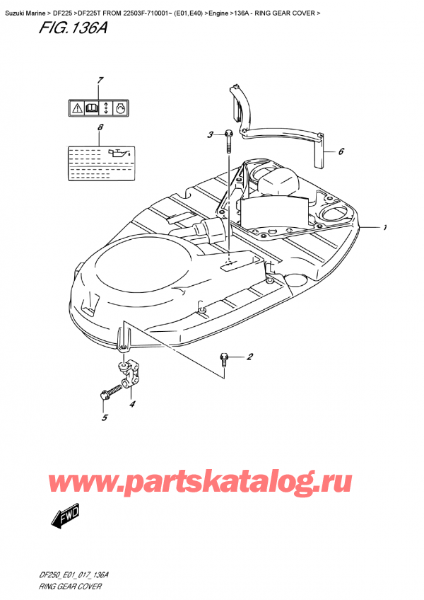  ,   , Suzuki DF225T X/XX FROM 22503F-710001~ (E01)  2017 , Ring  Gear Cover /   