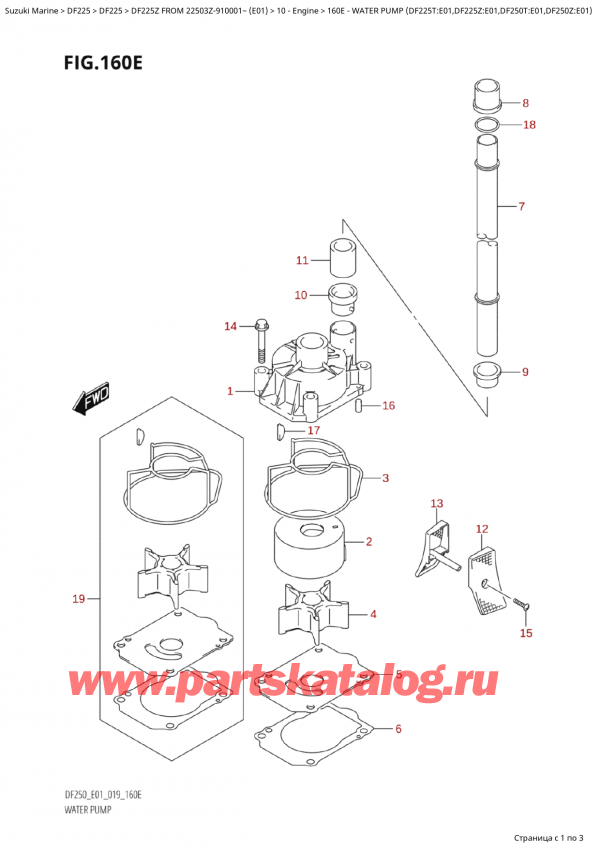 , , Suzuki Suzuki DF225Z X / XX FROM 22503Z-910001~  (E01 019)  2019 , Water Pump  (Df225T:e01,Df225Z:e01,Df250T:e01,Df250Z:e01) /   (Df225T: e01, Df225Z: e01, Df250T: e01, Df250Z: e01)