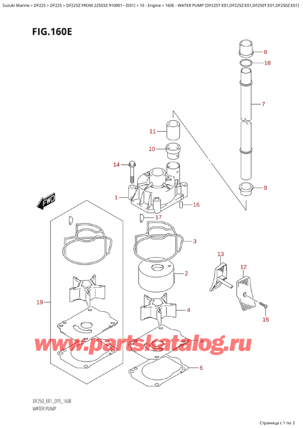  ,   , Suzuki Suzuki DF225Z X / XX FROM 22503Z-910001~  (E01 019)  2019 , Water Pump  (Df225T:e01,Df225Z:e01,Df250T:e01,Df250Z:e01)