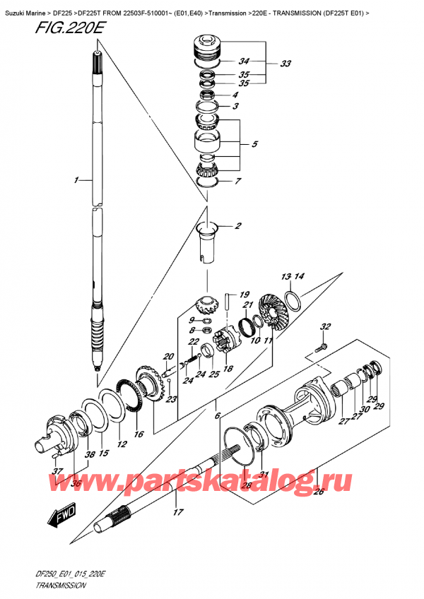   ,   , Suzuki DF225T X / XX FROM 22503F-510001~ (E01), Transmission   (Df225T  E01)